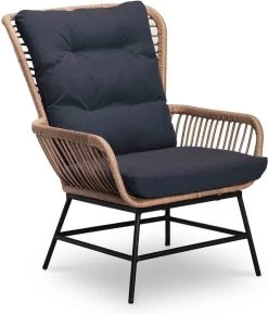 BUITEN Living Dex Wicker Loungestoel Tuin | Wicker + Aluminium | Bamboe Antraciet
