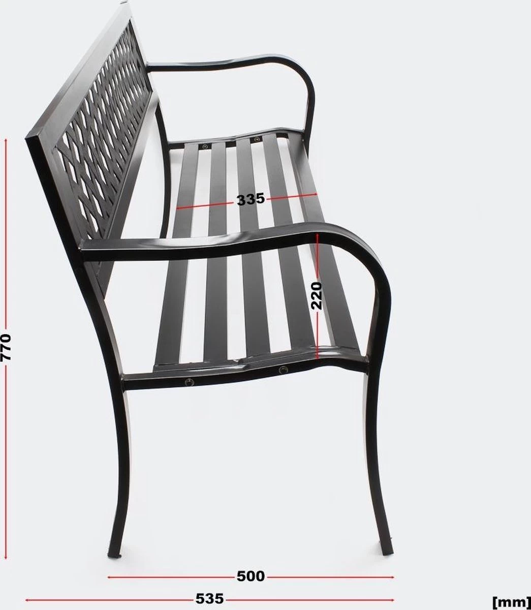 Tuinbank - Marijke -Tuinbankje - Tuinbank Metaal - Tuinbank Hout - Weersbestendig - 126 X 53 X 77 Cm - Image 6