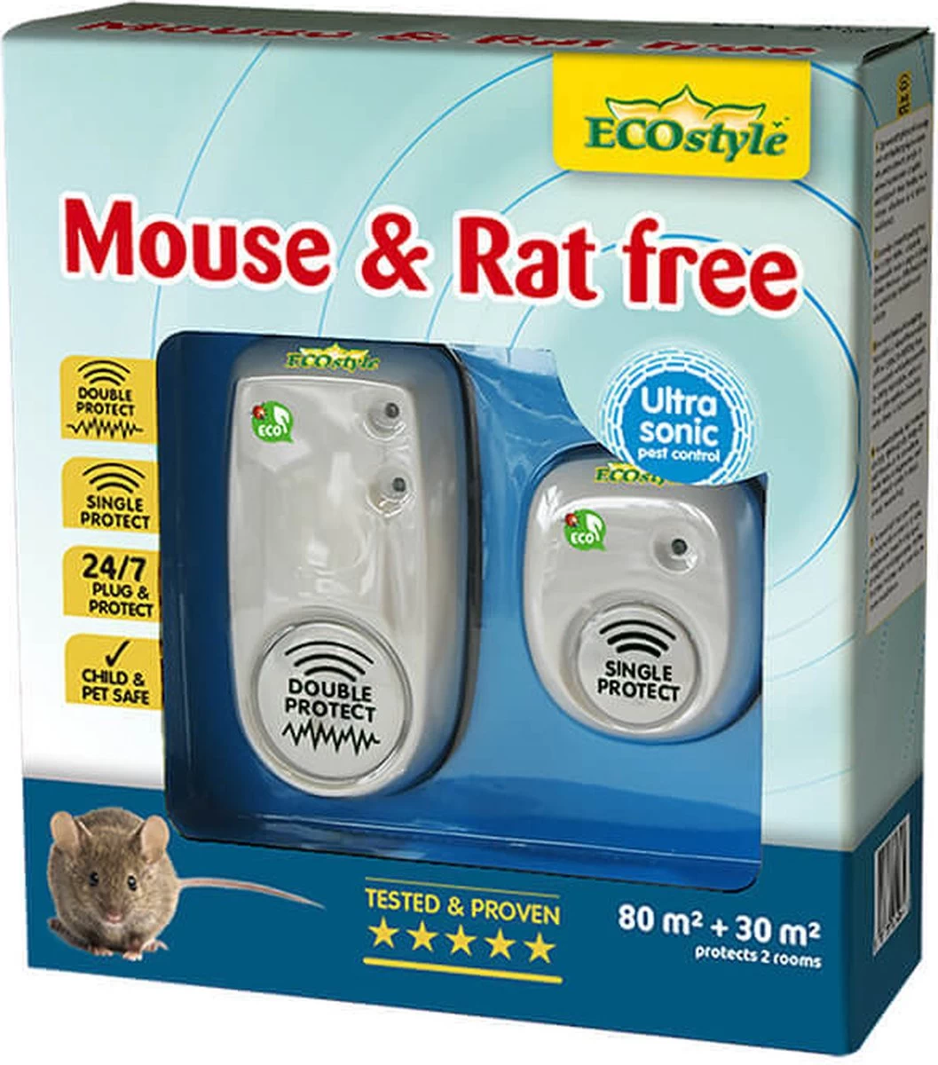 ECOstyle Mouse & Rat Free Tegen Muizen En Ratten - Ecologisch, Vriendelijk & Hyienisch - Veilig Voor Kinderen En Huisdieren - 30 + 30 M² - Voor 2 Kamers - Image 10