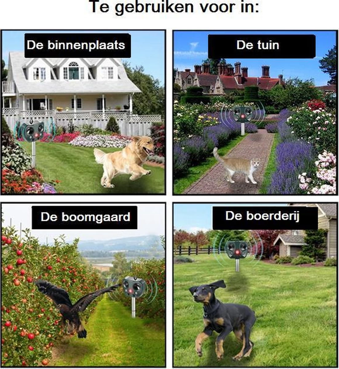 Merkloos Ultrasone Kattenverjager - Kattenschrik - Zonneenergie - Marterverjager - Op Batterijen - Met Adapter - Katten Afweermiddel - Tuin - Ongedierte Verjager - Image 7