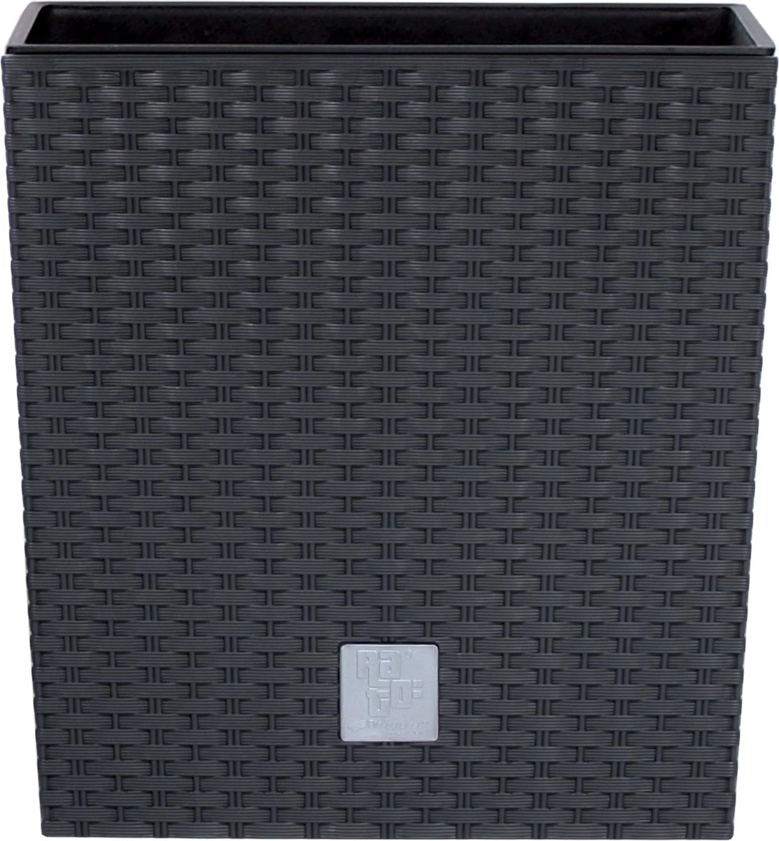 Prosperplast Kunststof Rato Rotan Bloempot/plantenpot Met Binnenpot Antraciet 40 Cm - Bloempotten Voor Binnen En Buiten