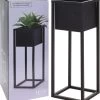 H&S Collection Home&Styling Bloempot Op Standaard 60 Cm Metaal Zwart