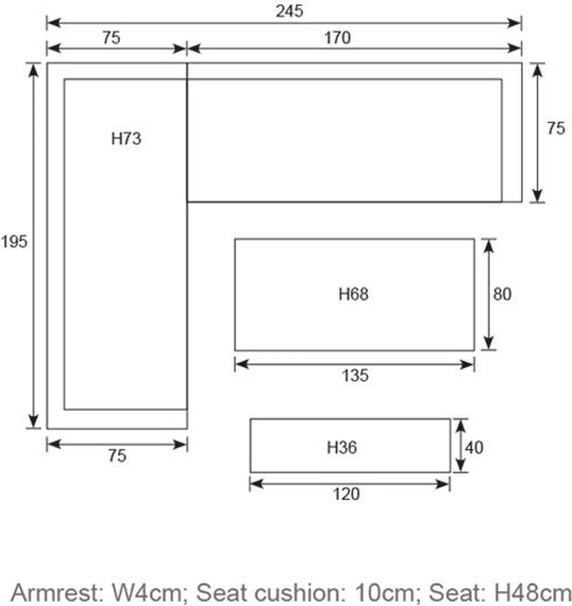 Blakes Lounge Diningset - 4 Delig - Donker Grijs - Image 20