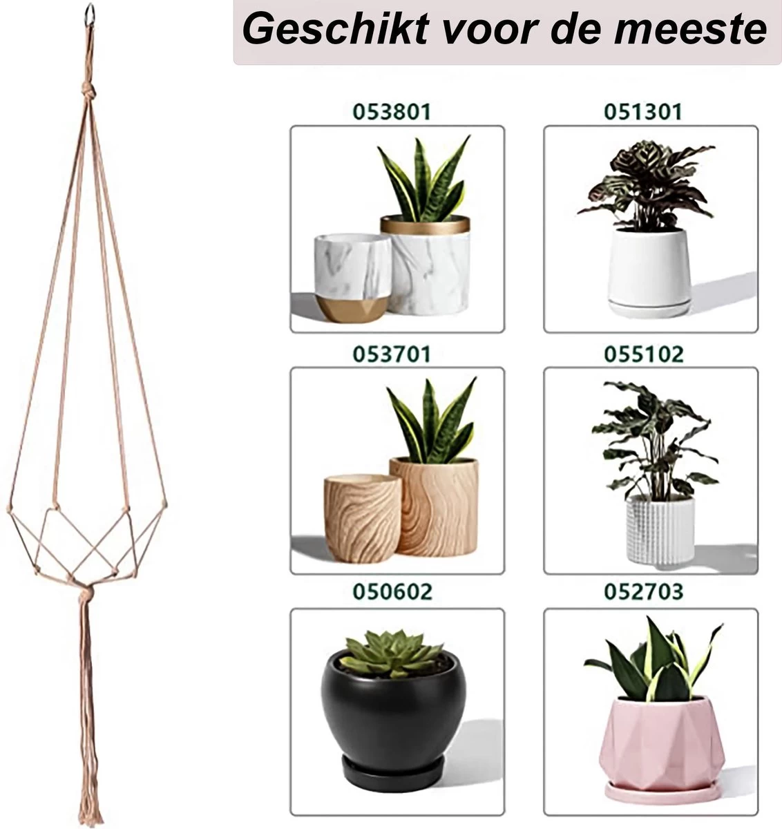 9 Stuks Jute Macrame Plantenhangers - Boho Handgeweven Katoen Hangpot Voor Binnen/Buiten - Hangende Bloempot Met Kralen - Macramé Touw/Koord Hangplant Houder - Bohemian Wandhanger Decoratie - Plant Hanger - Verticale Tuin Bloempothouder Planthanger - Image 4