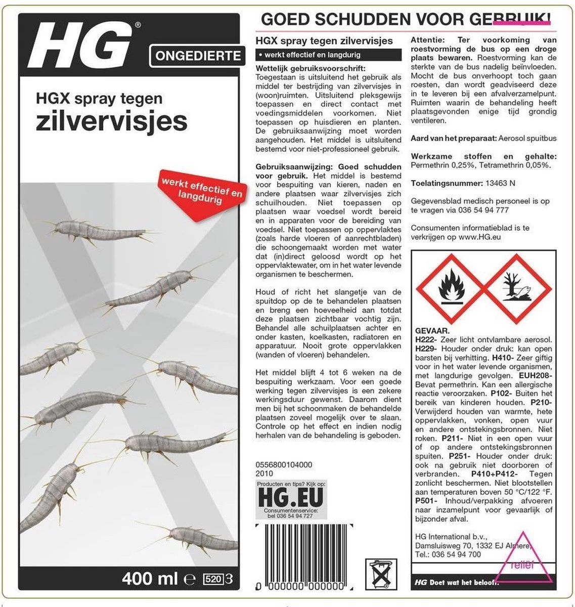 HGX Spray Tegen Zilvervisjes - 13463N - 400ml - Effectief Tegen Zilvervisjes - Vlekvrij - Werkt Tot 6 Weken - Image 2