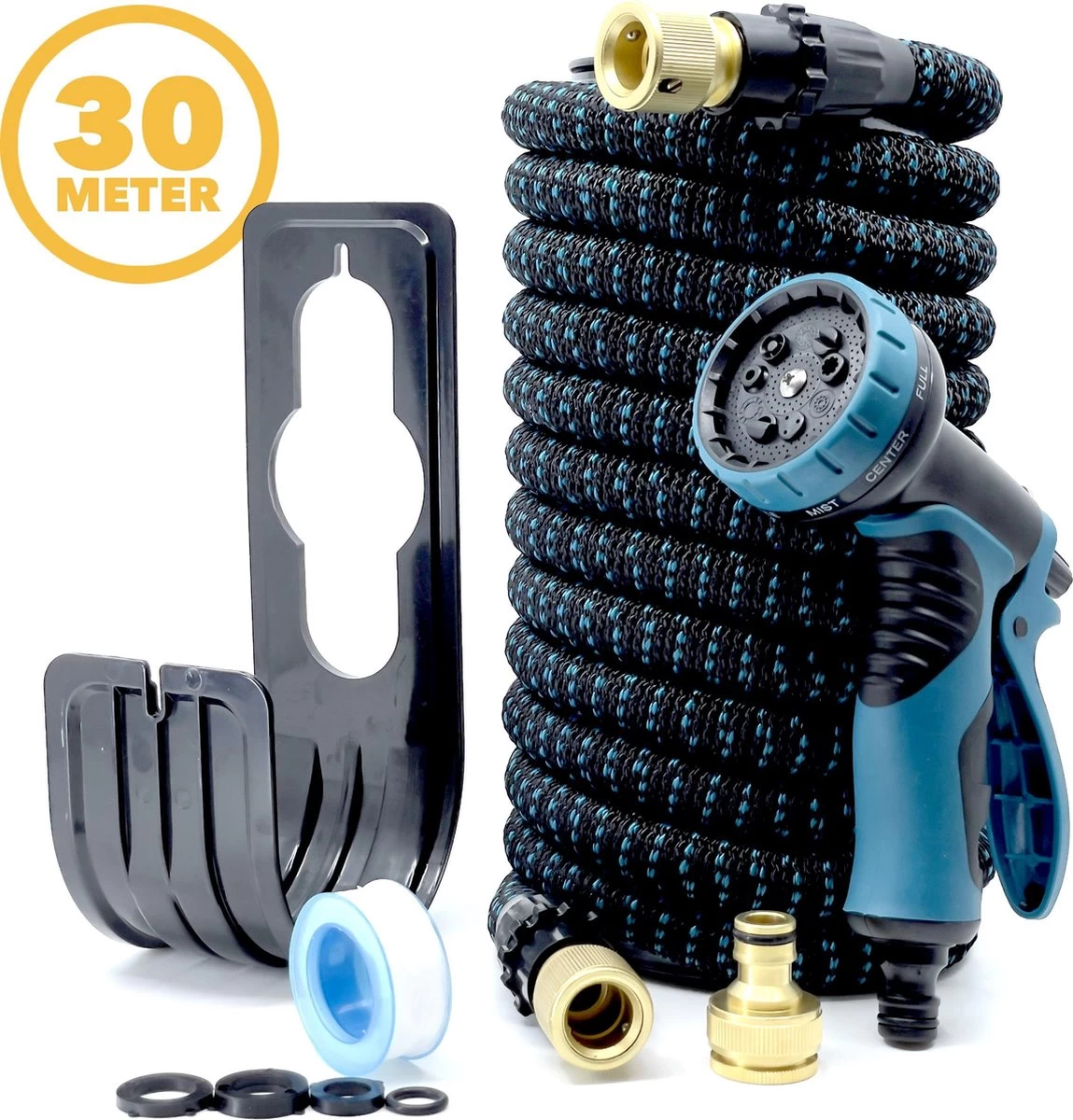 Complete Set Tuinslang Van 30 Meter Met Flexibel Ontwerp – Sproeikop Met 9 Standen – Licht In Gewicht & Makkelijk Opbergen – Uitrekbare Slang - - Image 3