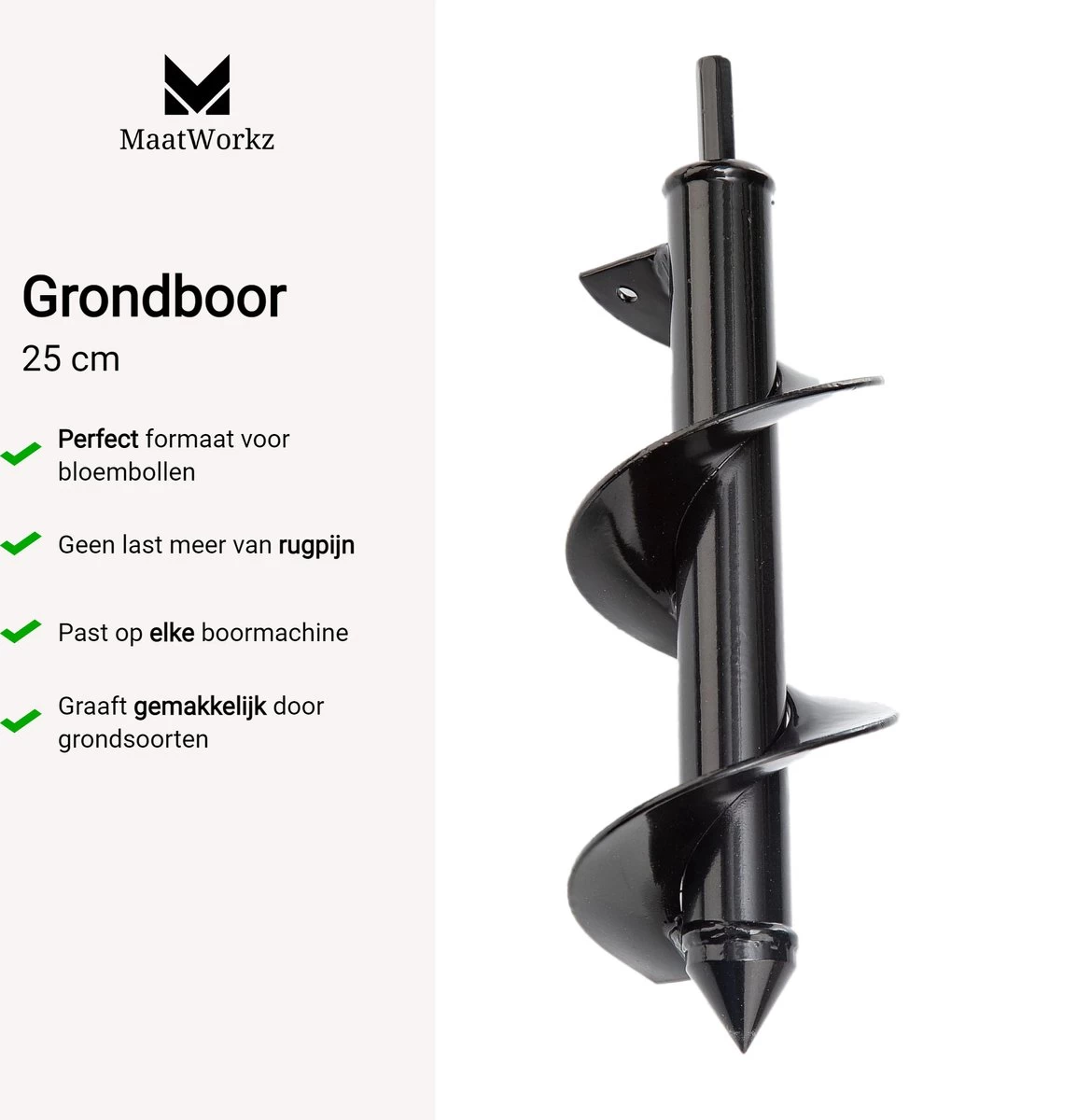 MaatWorkz - Grondboor - 25 CM - Boormachine - Bollenplanter - Moestuin - Palenboor - Boor - Tuin - Image 2