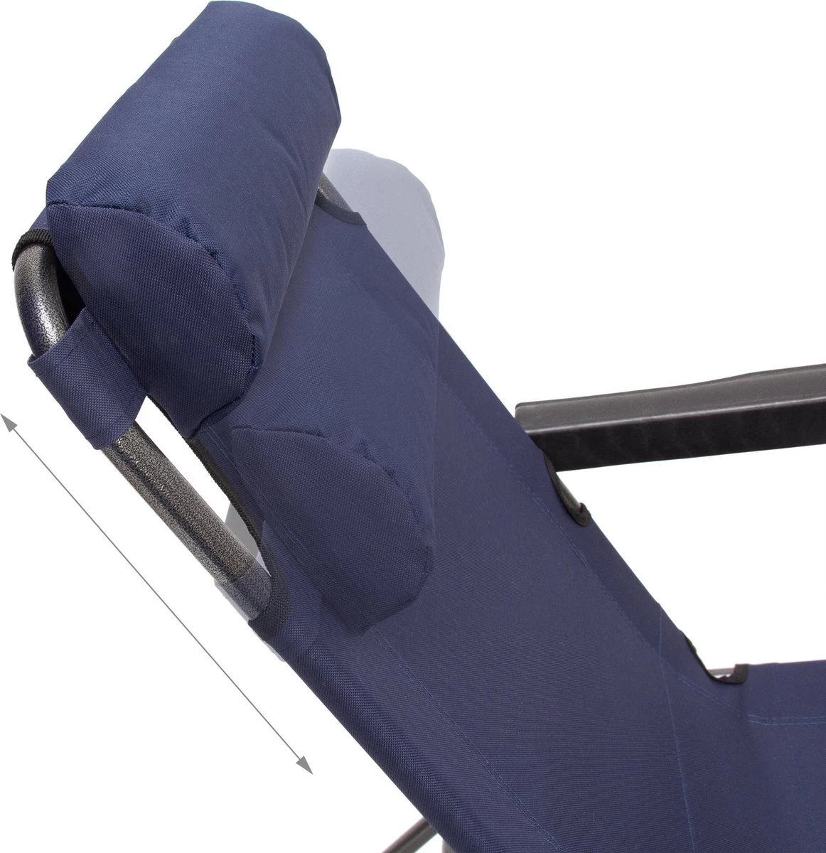 Relaxdays Ligstoel Inklapbaar - Ligbed Met Hoofdsteun - Strandstoel Verstelbaar - Camping - Donkerblauwe - Image 5