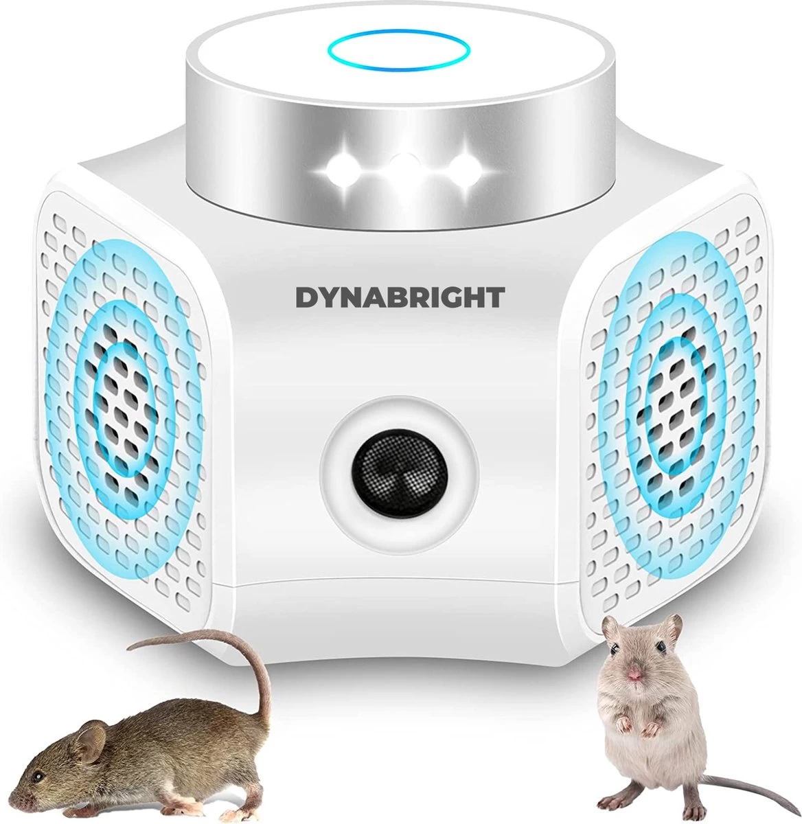 Dynabright Verjager® Muizenverjager - Ultrasone Verjager - Ultrasonische Ongedierte Verjager - 360 Graden & 4 Modi - Insecten Bestrijden - Pest Repeller - Oplaadbaar - PRO Versie