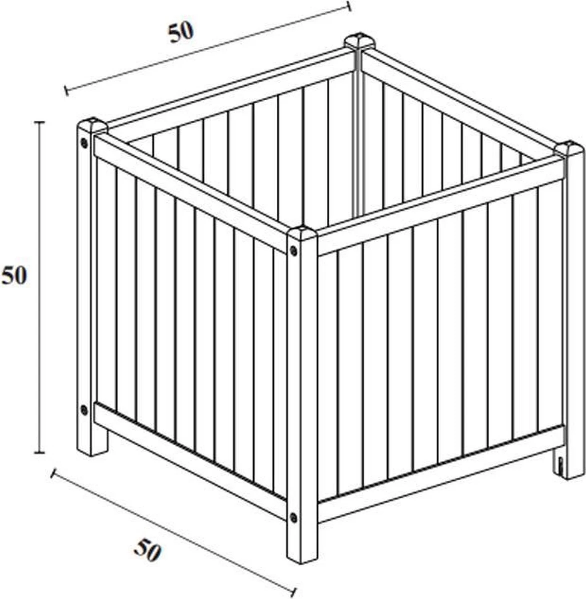 Houten Plantenbak Met Wieltjes 50x50 - Geolied Duurzaam FSC Acaciahout – Bloembak Buiten - Plantenbakken Buiten - Perfecthomeshop - Image 5