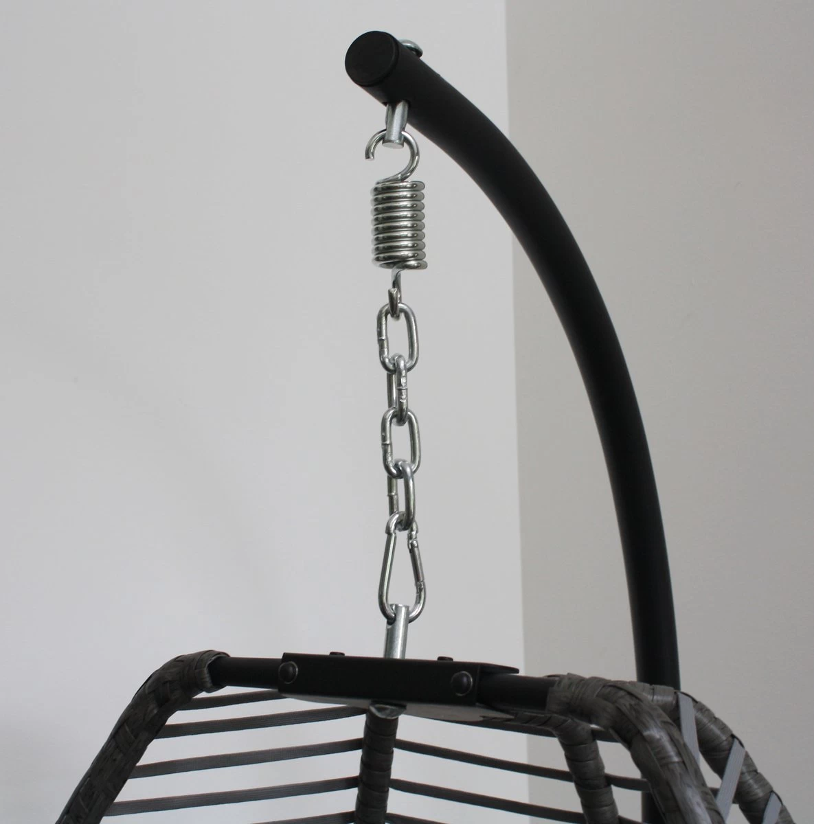 Pro Garden Lowander Hangstoel Egg 191x126x126- Schommelstoel Met Rattan Cocoon En Robuust Stalen Standaard Incl. Kussens - Volledig Inklapbaar - Lichtgrijs - Image 6