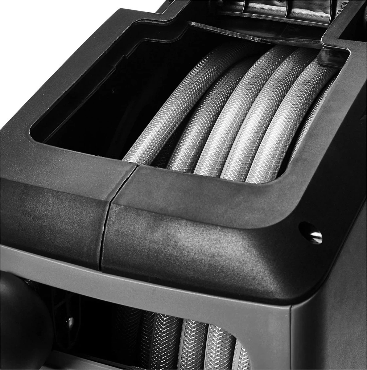 CoolHome - Wandslangenbox 20 Meter + 2 Meter - Tuinslang Met Haspel- Slangenhouder 180° Draaibaar - Tuinslanghaspel Zwart - Grijs - Image 5