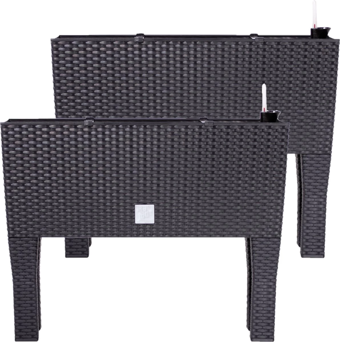 Prosperplast Kunststof Rato Plantenbak Op Poten Met Irrigatiesysteem Antraciet 80 X 33 X 62 Cm - 72 Liter - Balkonbakken/bloembakken - Image 3