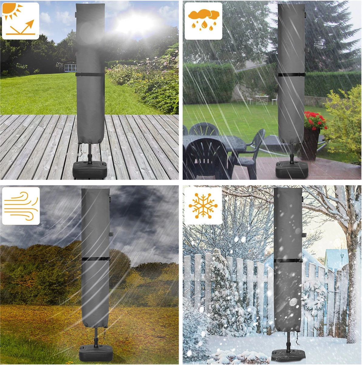 Kingsleeve Parasolhoes Tot Ø 330cm - Weerbestendig Robuust - Grijs - Image 5