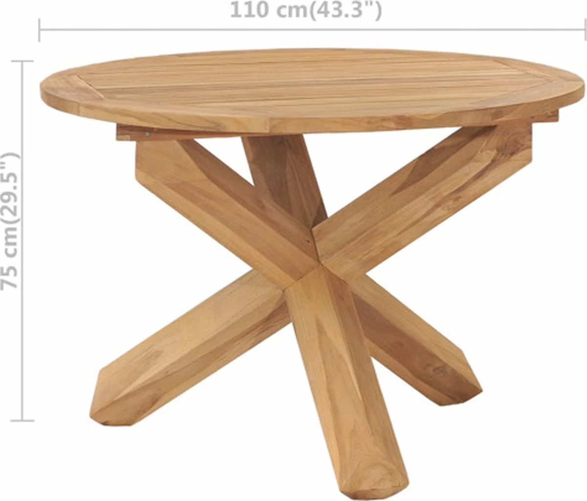 VidaXL Tuintafel Ø110x75 Cm Massief Teakhout - Image 6