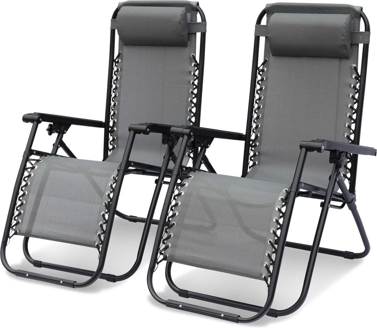 Alice's Garden Campingstoel PATRICK - Set Van 2 - Opvouwbaar - Verstelbaar - Grijs