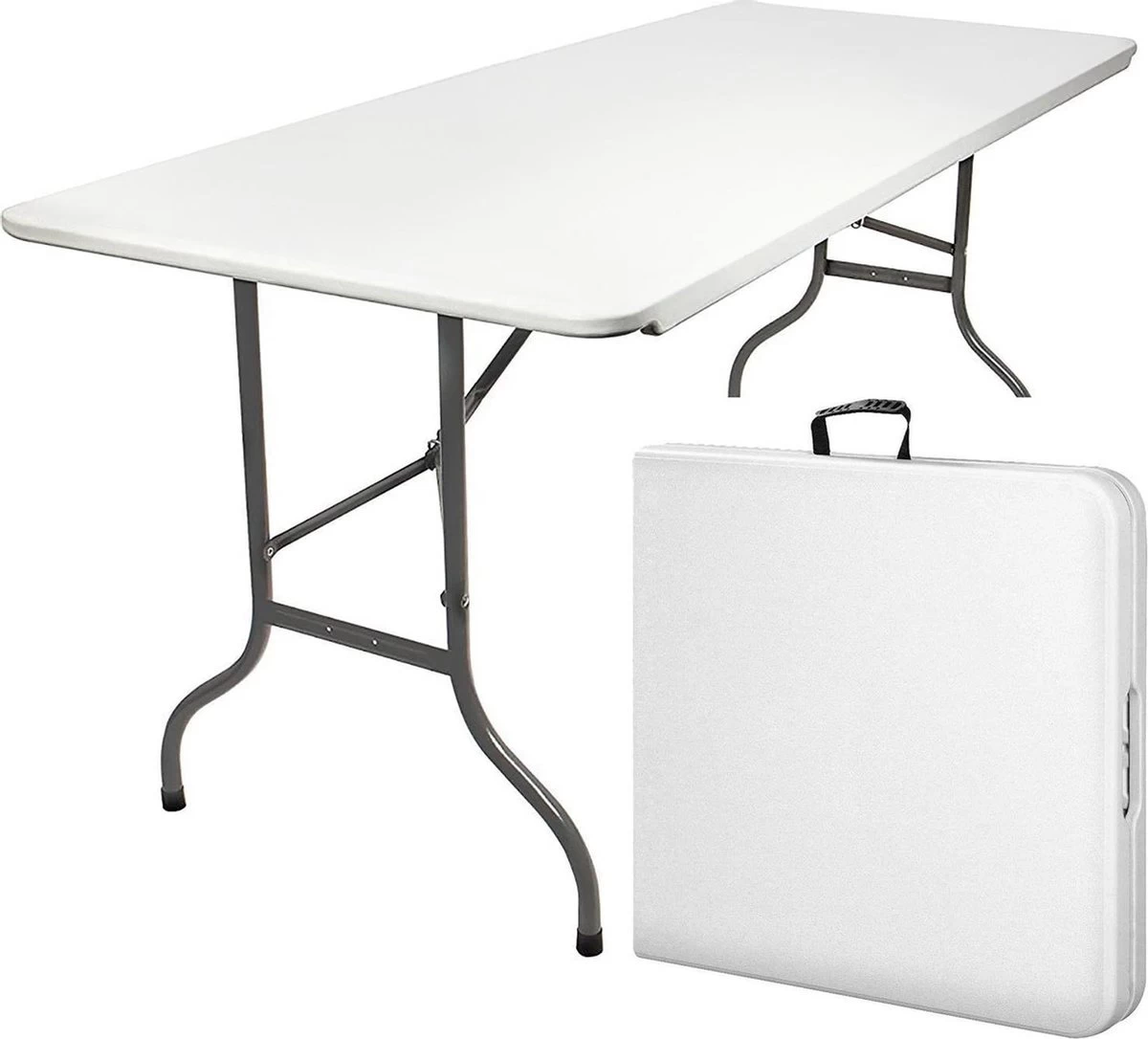 MaxxGarden Vouwtafel - Opvouwbare Kampeer Tafel - Tuin - Camping - Binnen - Weersbestendig - 180 X 74 X 74cm- Wit - Image 2