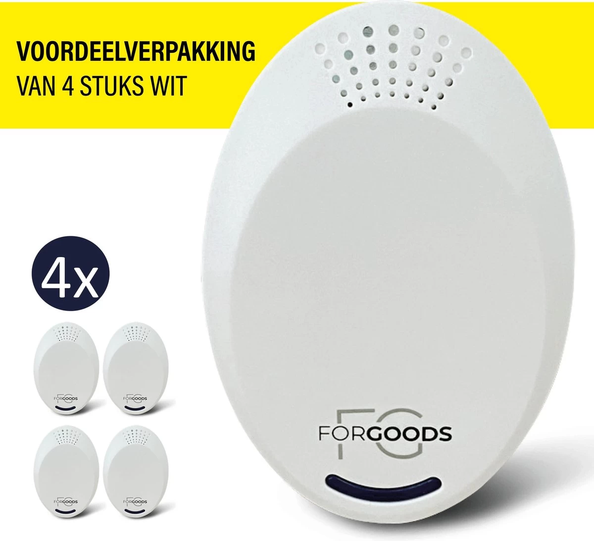 Merkloos Forgoods Ultrasone Muizenverjager En Ongedierte Verjager - Muizenverjager - Pest Reject - (4 Stuk Wit) - Ook Verkrijgbaar In Zwart