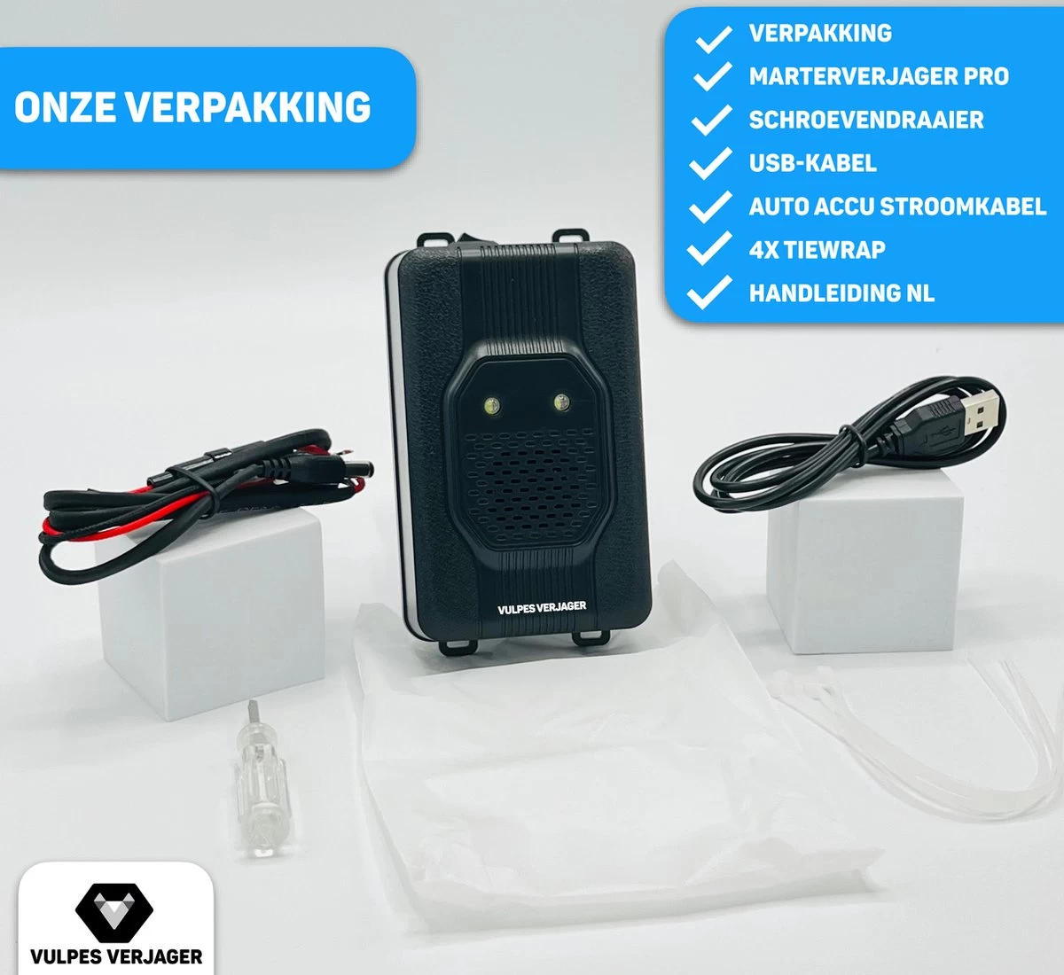 Vulpes Verjager® Marterverjager - Ongedierteverjager - Multifunctionele Set Binnen & Buiten - Batterijen, 12V & Auto Accu - Marters, Muizen & Ratten - Steenmarter Verjager PRO - Incl. E-Book - Image 9