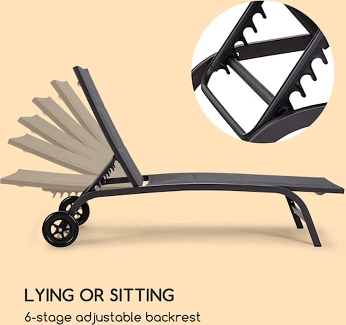 Blumfeldt Limala Tuinstoel - Ligstoel - Relaxstoel - Rugleuning In 6 Standen Verstelbaar - 2 Vielen - Draagkracht: Max. 150 Kg - Image 3