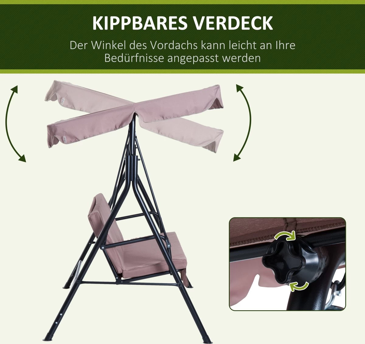 Outsunny Hollywoodschommel 3-zits Tuinschommel Schommelbank Met Dak 3 Kleuren 84A-054 - Image 3