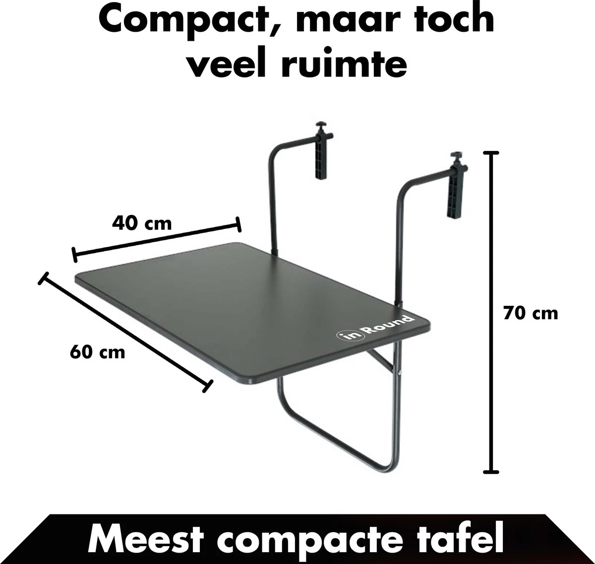 Balkontafel Inklapbaar – Zwart – 60 X 60 X 70 Cm – Hout Balkontafeltje Hangend Balkonbar Balkontafels Opklapbaar Hangtafel Balcony Table – Ophangbaar Voor Aan Het Balkon – Vouwtafel Wandtafel Inklapbare Tafel – Bijzettafel – Buiten Tafeltje Klaptafel - Image 6