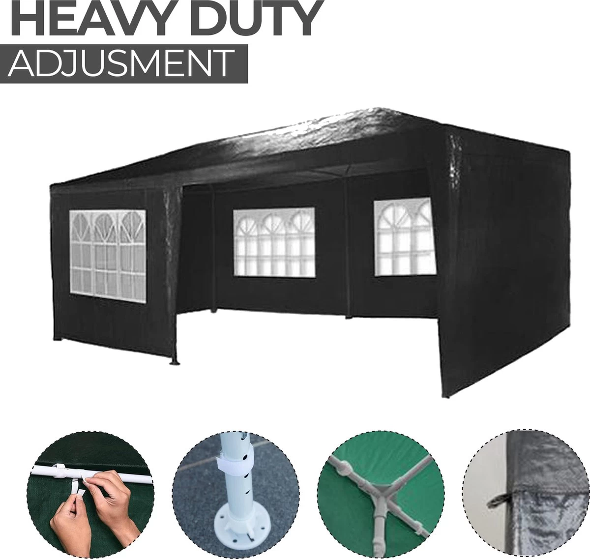 MaxxGarden Partytent - Paviljoen - 3x6m - Incl. Zijwanden - Waterdicht - Zwart - Image 2