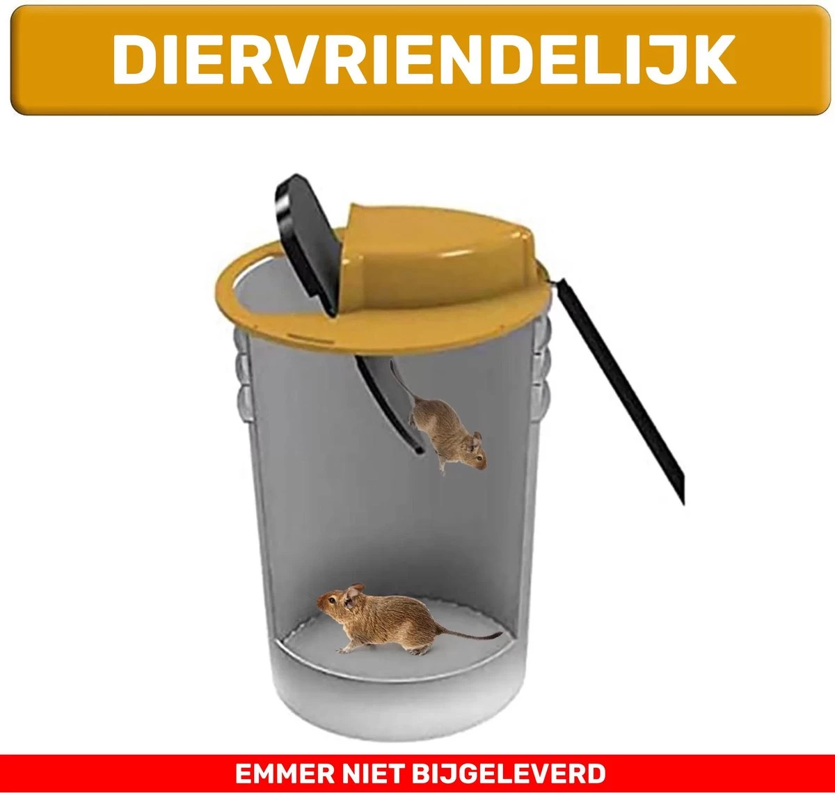 Merkloos Muizenval Emmer Deksel - Rattenval - Diervriendelijke Muizenval - Rattenval - Zonder Muizengif - Herbruikbaar - Binnen En Buiten - Image 2