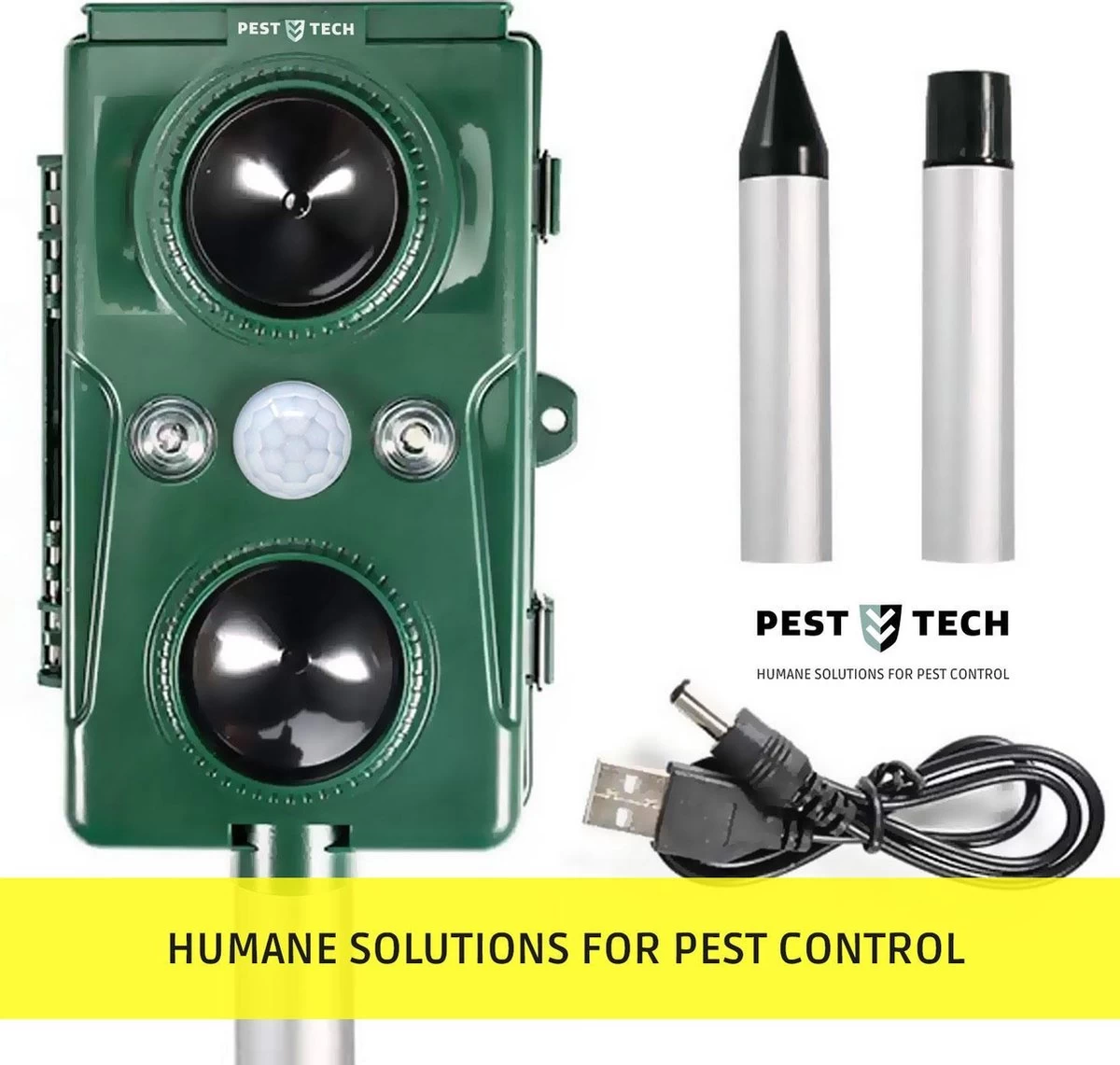 Pest-Tech | Supersonisch Flash Kattenverjager | Met Smart-Modus | Groter Bereik | Betere Frequenties |Kattenschrik | Werkt Op Zonne-energie M/ USB Oplaadkabel - Image 7