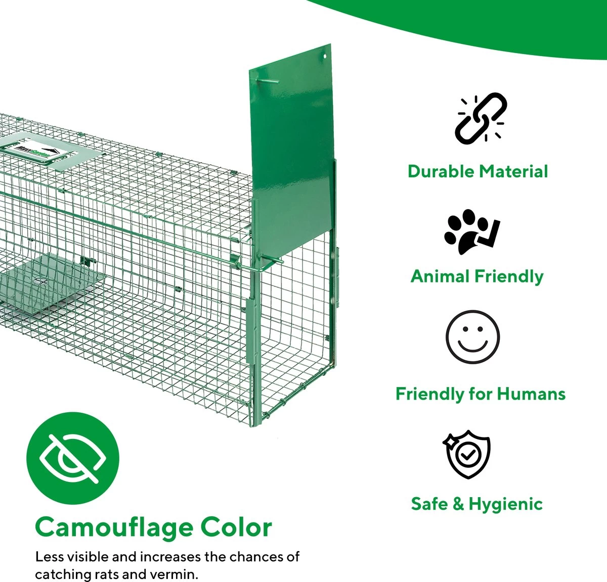 MaxxGarden Vangkooi Voor Dieren Van 60x18x20cm - Rattenval - Dubbele Ingang - Opvouwbaar - Image 2