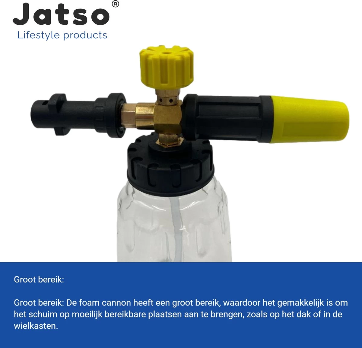 Jatso® Foam Cannon - Snow Foam - Foam Gun - Schuimlans - Foam Gun Auto - Foam Lance - Schuimsproeier - Snow Foam Cannon - Past Op Karcher K1 T/m K7 - Messing - Afneembaar Pistool - Image 4
