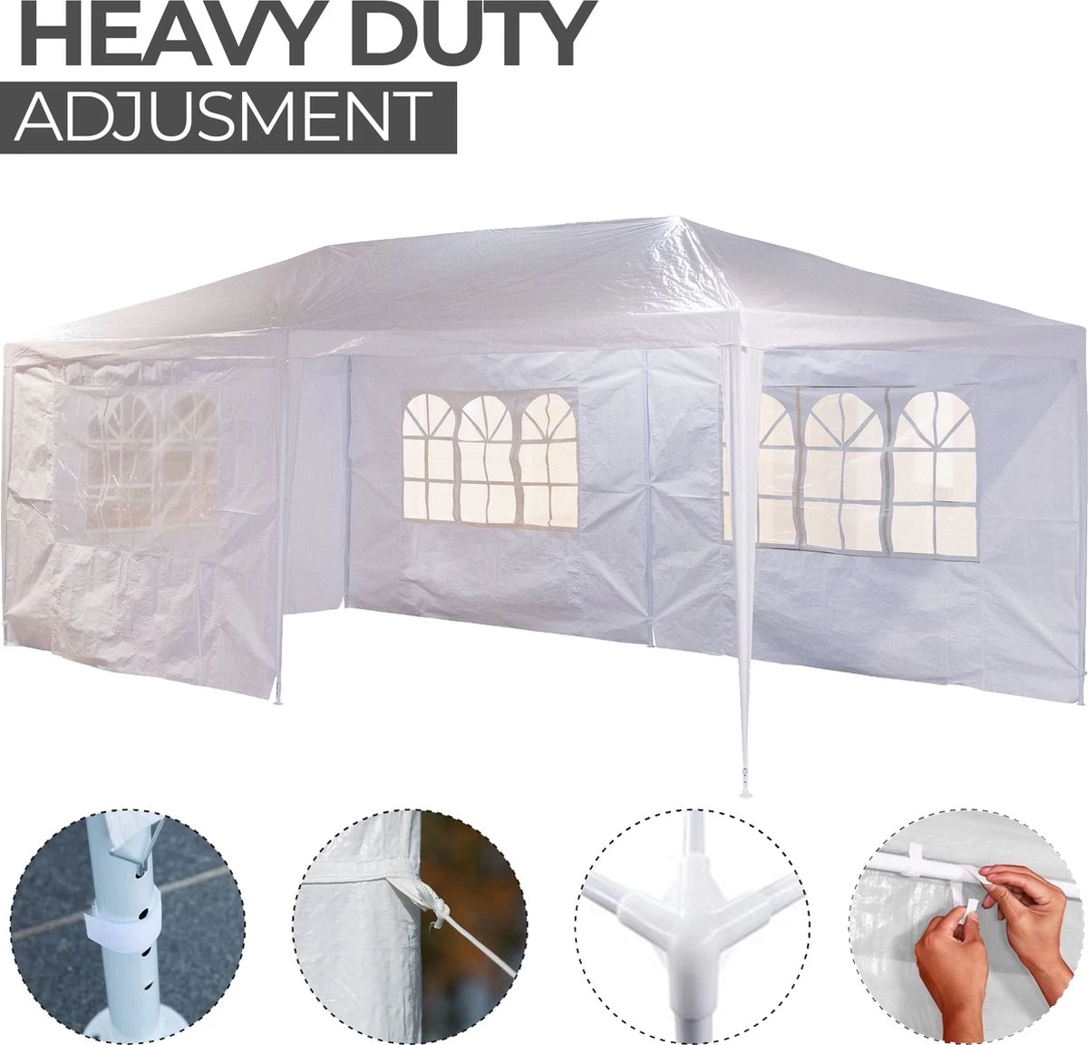 MaxxGarden Partytent - Paviljoen - 300 X 600 X 250 Cm - Met Zijwanden - Waterdicht Pro - 32mm Buizen – Wit - Image 3
