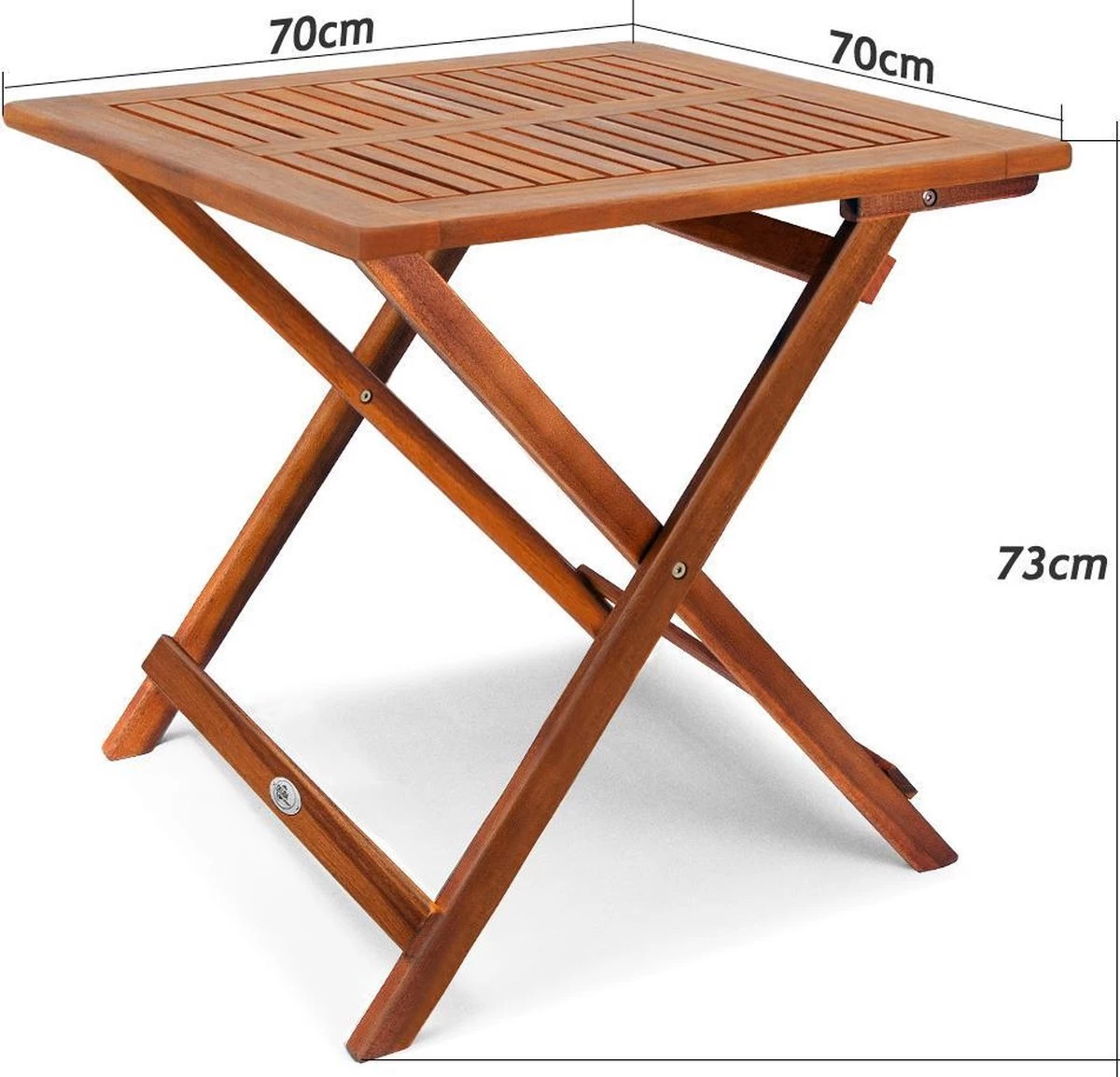 Casaria Bijzettafel Acacia Hout- Inklapbaar - 70x70x73 Cm Bruin - Image 7