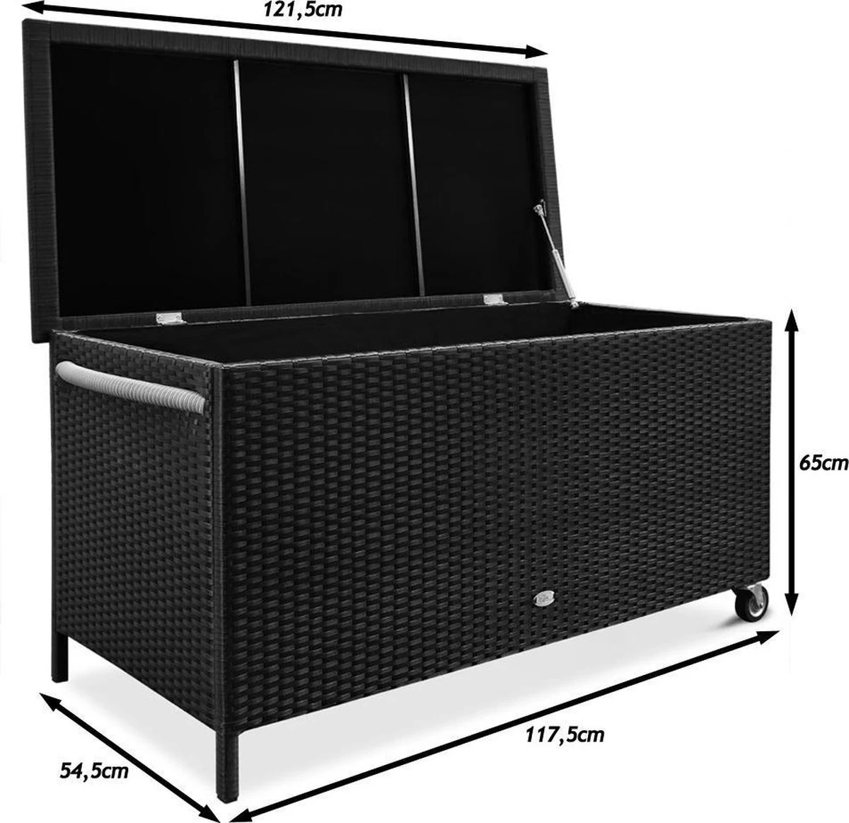 Casaria Wicker Opbergbox - Waterdicht 121,5cm Met Wielen - Grijs - Image 2