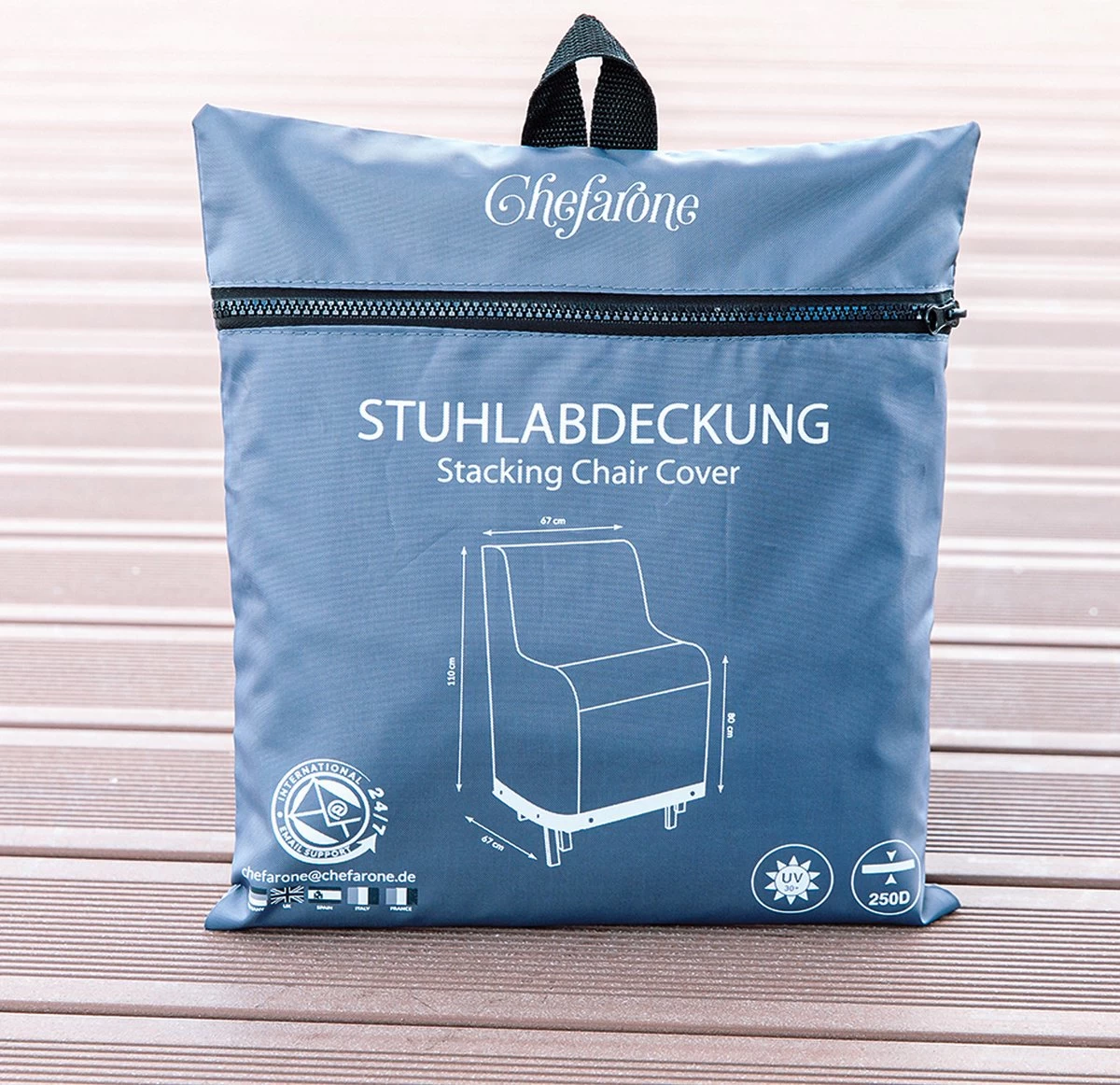 Chefarone Beschermhoes Tuinstoelen - Tuinstoelen Hoes - Tuinmeubelen - Weerbestendig - UV-bescherming - Grijs - Image 7