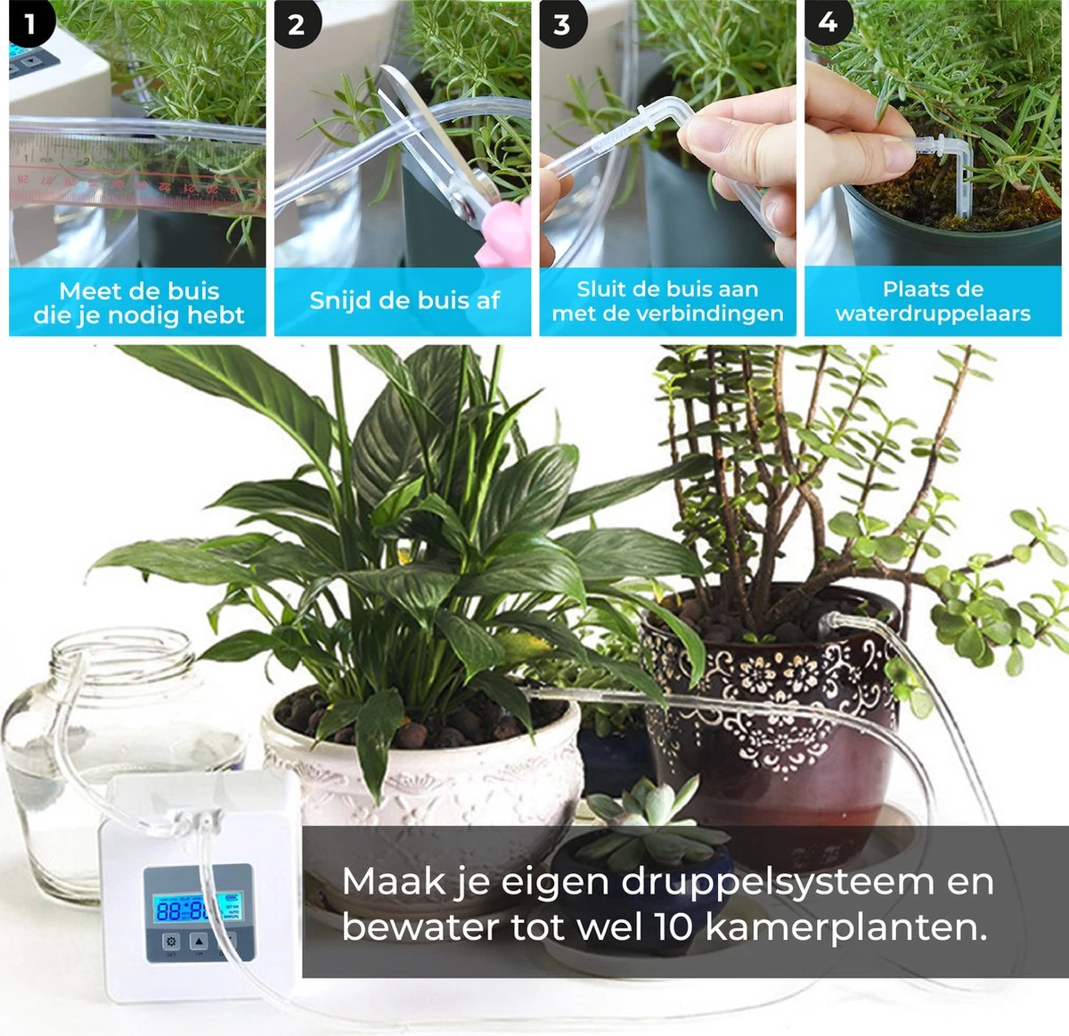 Automatisch Bewateringssysteem Voor Kamerplanten Met Pomp – Waterdruppelaar – Watergeefsysteem– Planten Watergever - Image 7