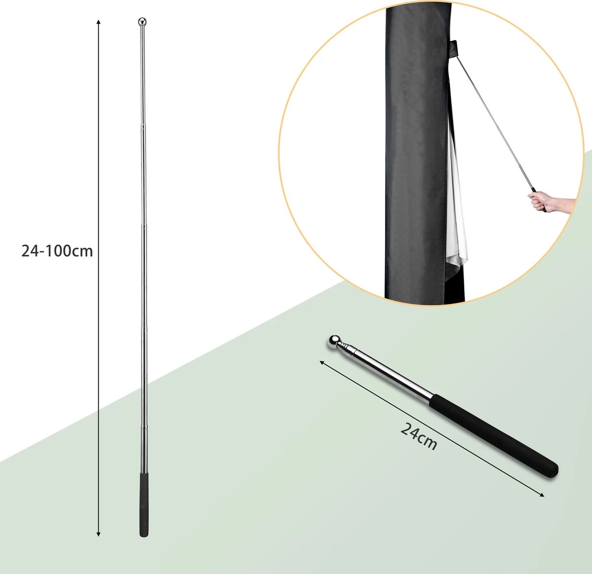 Kingsleeve Parasolhoes Tot Ø 330cm - Weerbestendig Robuust - Grijs - Image 3