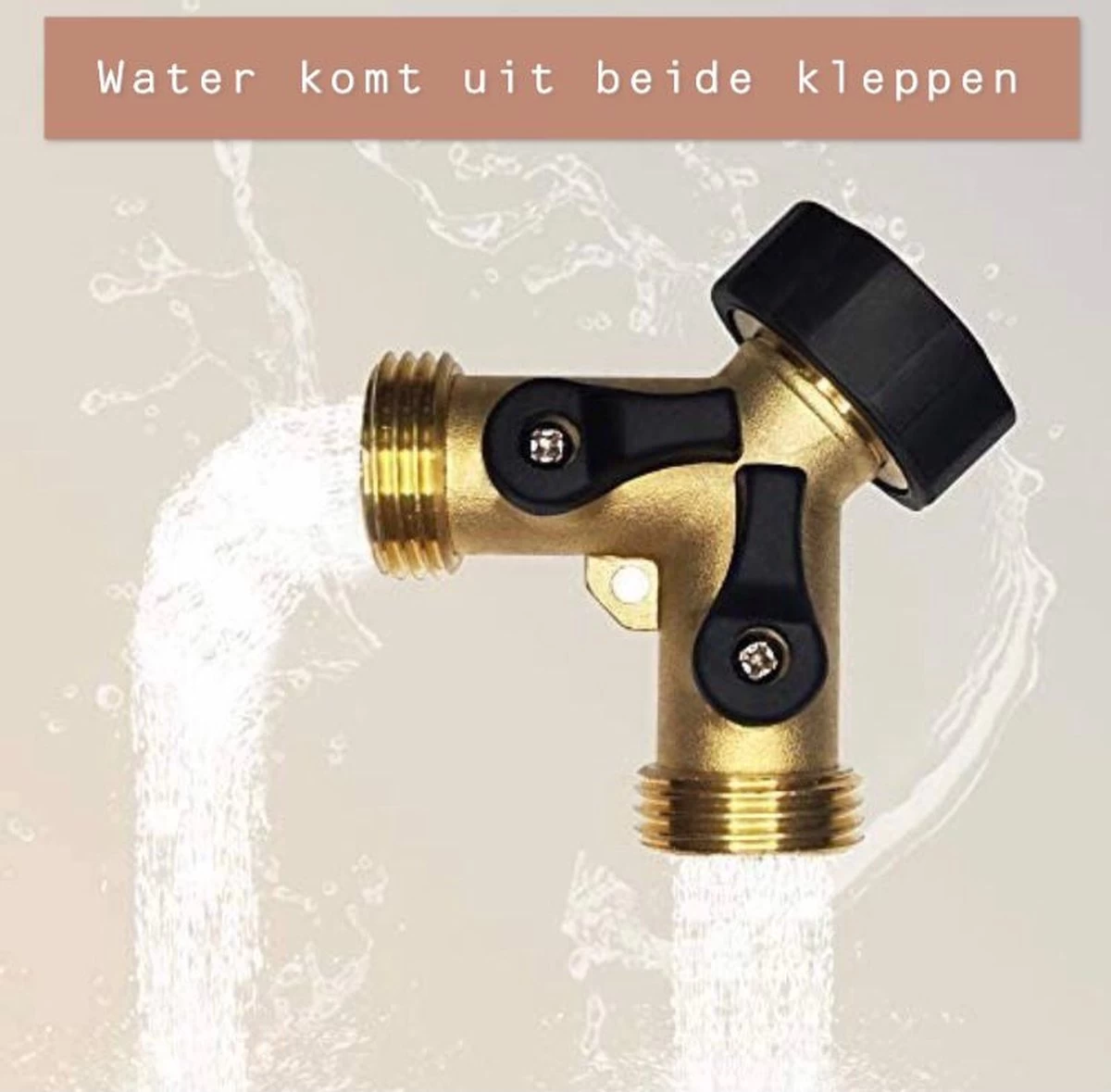 Y Stuk Kraan Splitter – Aanvoer Y Stuk Voor Wasmachine - Waterverdeler - Buitenkraan - Waterverdeler 2 Weg – Messing - - Image 2