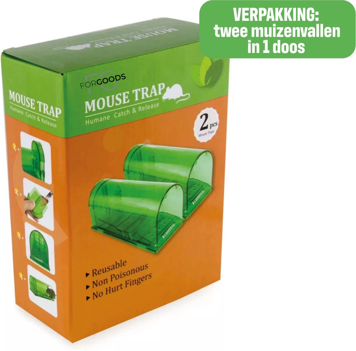 Forgoods Muizenval - Diervriendelijke Muizenvallen Voor Binnen En Buiten - 2 Stuks - Met Schoonmaakborstel - Model 2023 - Image 7