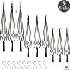 9 Stuks Zwart Macrame Plantenhangers - Boho Handgeweven Katoen Hangpot Voor Binnen/Buiten - Hangende Bloempot Met Kralen - Macramé Touw/Koord Hangplant Houder - Bohemian Wandhanger Decoratie - Plant Hanger - Verticale Tuin Bloempothouder Planthanger