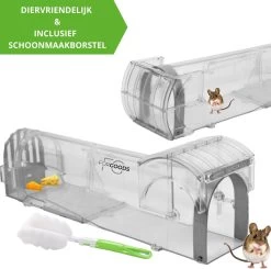 Forgoods Muizenval - Diervriendelijke Muizenval Voor Binnen En Buiten - Rattenval - Met Schoonmaakborstel - Model 2023