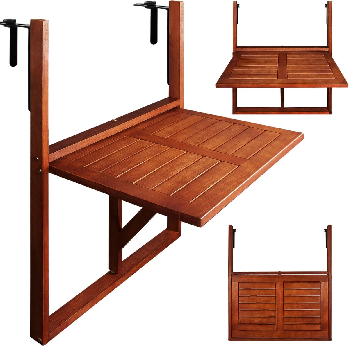 Merkloos Casaria Balkontafel - FSC®-Gecertificeerd Acaciahout – Hangend – Bruin - Image 4