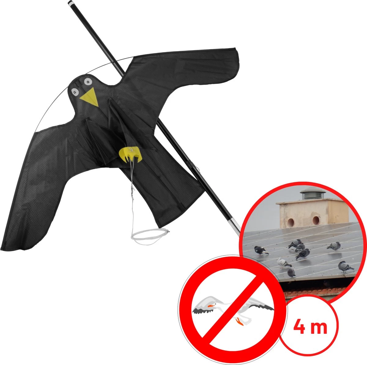 Orange85 Vogelverjager - Duivenverjager - Vlieger - Kraai - 4 Meter - Tegen Meeuwen - Kite Hawk - Meeuwen Verjagen - Dak - Vogelverschrikker