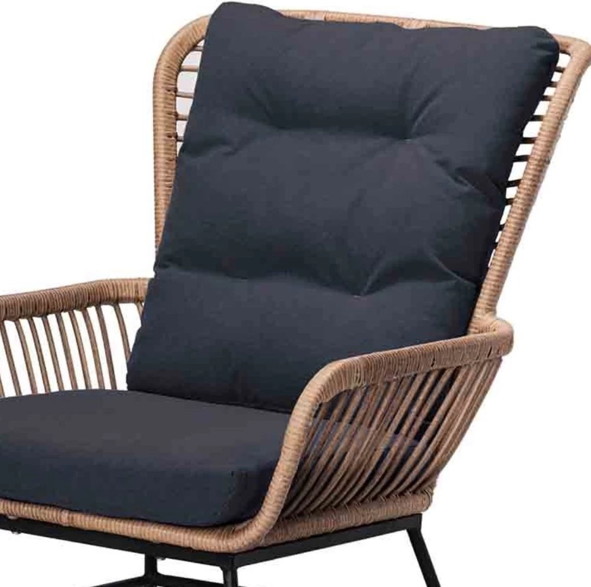 BUITEN Living Dex Wicker Loungestoel Tuin Incl. Wicker Voetenbank | Wicker + Aluminium | Bamboe Antraciet - Image 13