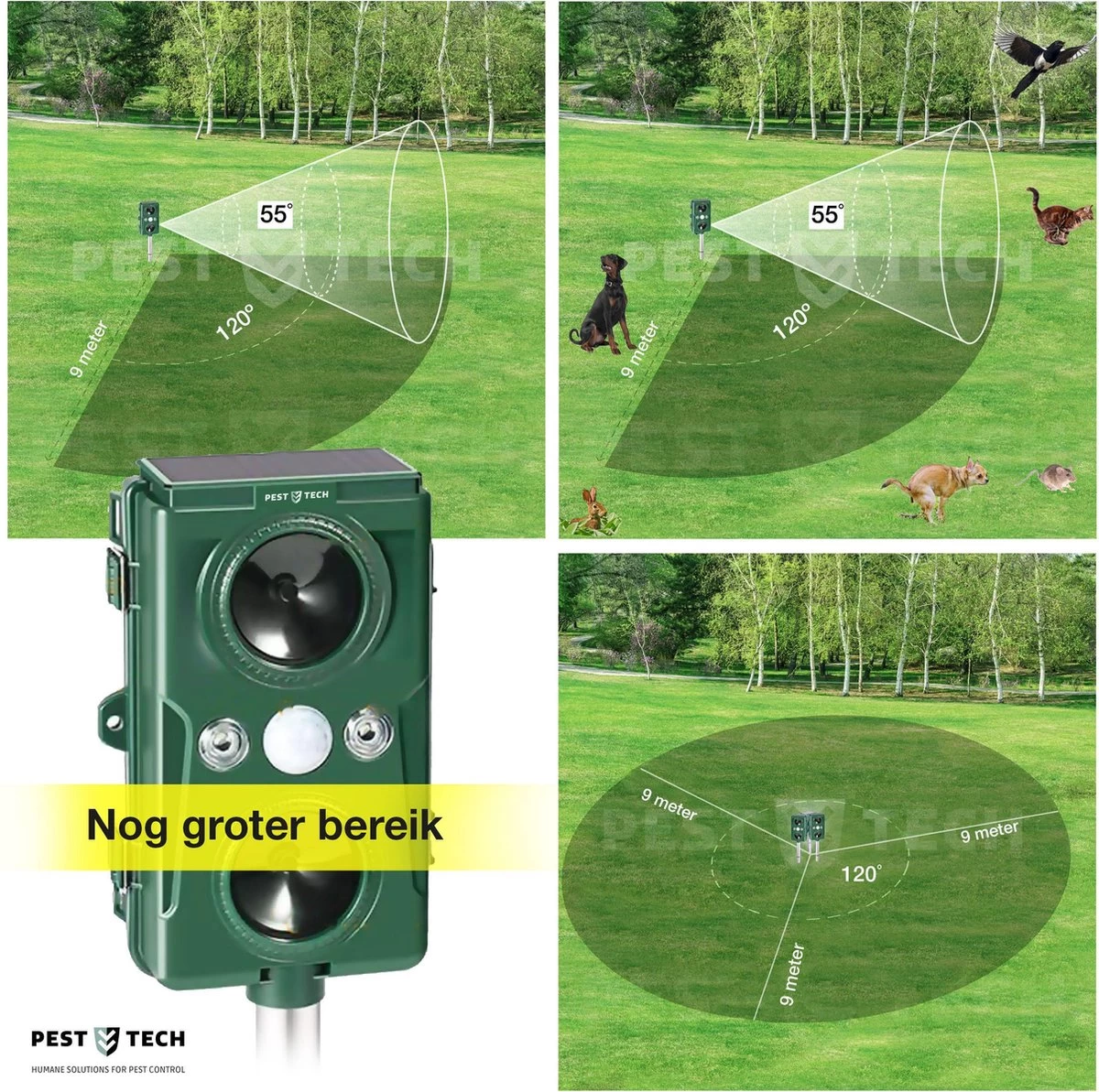 Pest-Tech | Supersonisch Flash Kattenverjager | Met Smart-Modus | Groter Bereik | Betere Frequenties |Kattenschrik | Werkt Op Zonne-energie M/ USB Oplaadkabel - Image 8