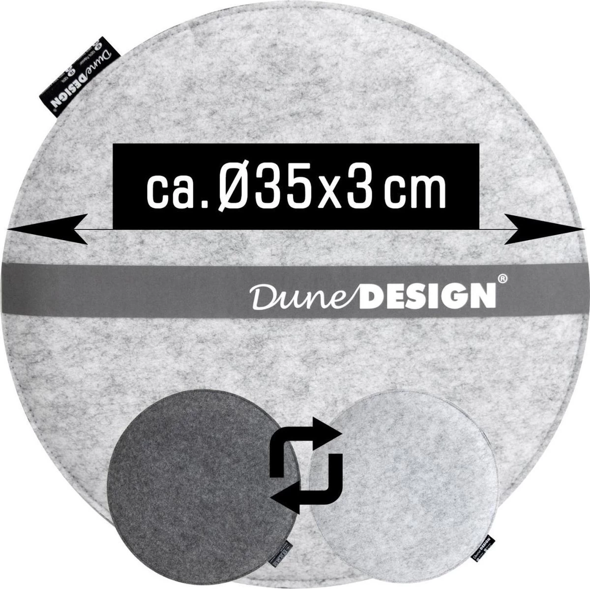 30mm Vilten Zitkussen Rond - Ø 35cm Stoelkussen Stoelpad Zacht 2-kleurig Grijs - Image 2