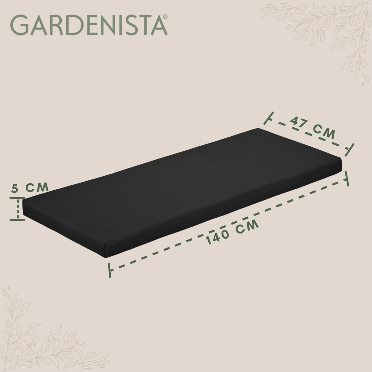 Gardenista Tuinbankkussen - Patio Meubilair Buiten 3-zitter BankKussen Voor Tuin -tuinkussen Voor Tuin Bank - Zachte En Lichtgewicht Waterbestendig Materiaal - 140cm X 47cm - Image 5