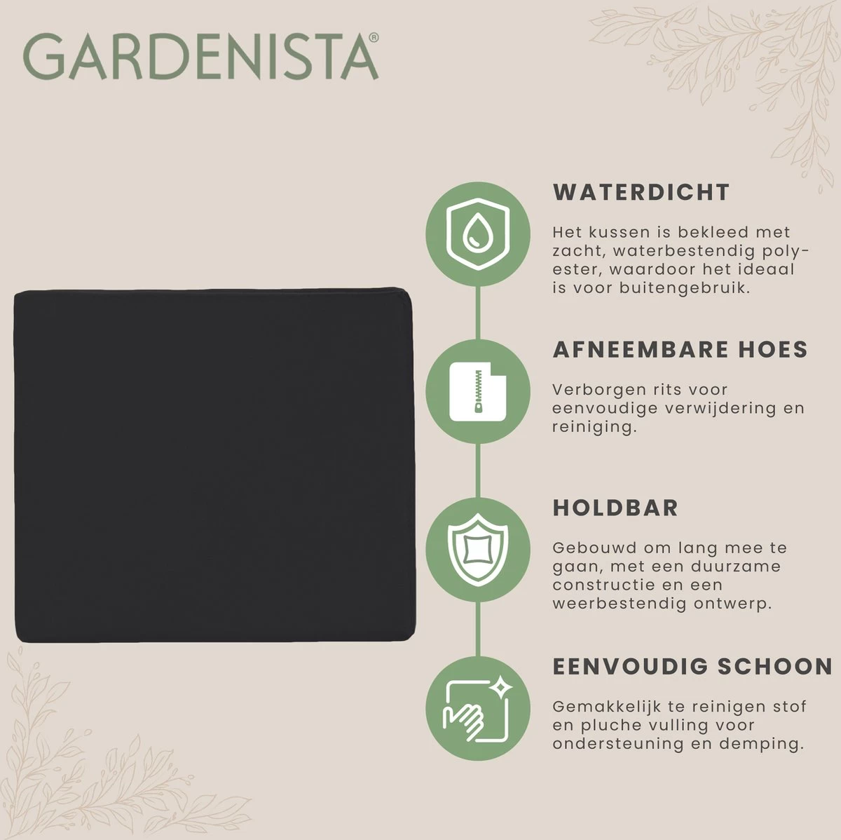 Gardenista Stoelkussen - Waterbestendige Tuinkussens Voor Binnen En Buiten - Zitkussen Met Lint - Kussens Voor Tuinstoel - Image 4