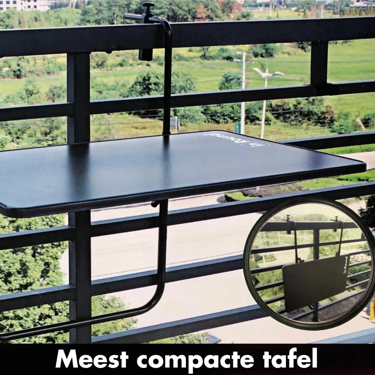 Balkontafel Inklapbaar – Zwart – 60 X 60 X 70 Cm – Hout Balkontafeltje Hangend Balkonbar Balkontafels Opklapbaar Hangtafel Balcony Table – Ophangbaar Voor Aan Het Balkon – Vouwtafel Wandtafel Inklapbare Tafel – Bijzettafel – Buiten Tafeltje Klaptafel - Image 4