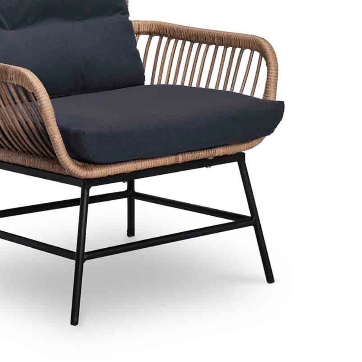 BUITEN Living Dex Wicker Loungestoel Tuin Incl. Wicker Voetenbank | Wicker + Aluminium | Bamboe Antraciet - Image 12